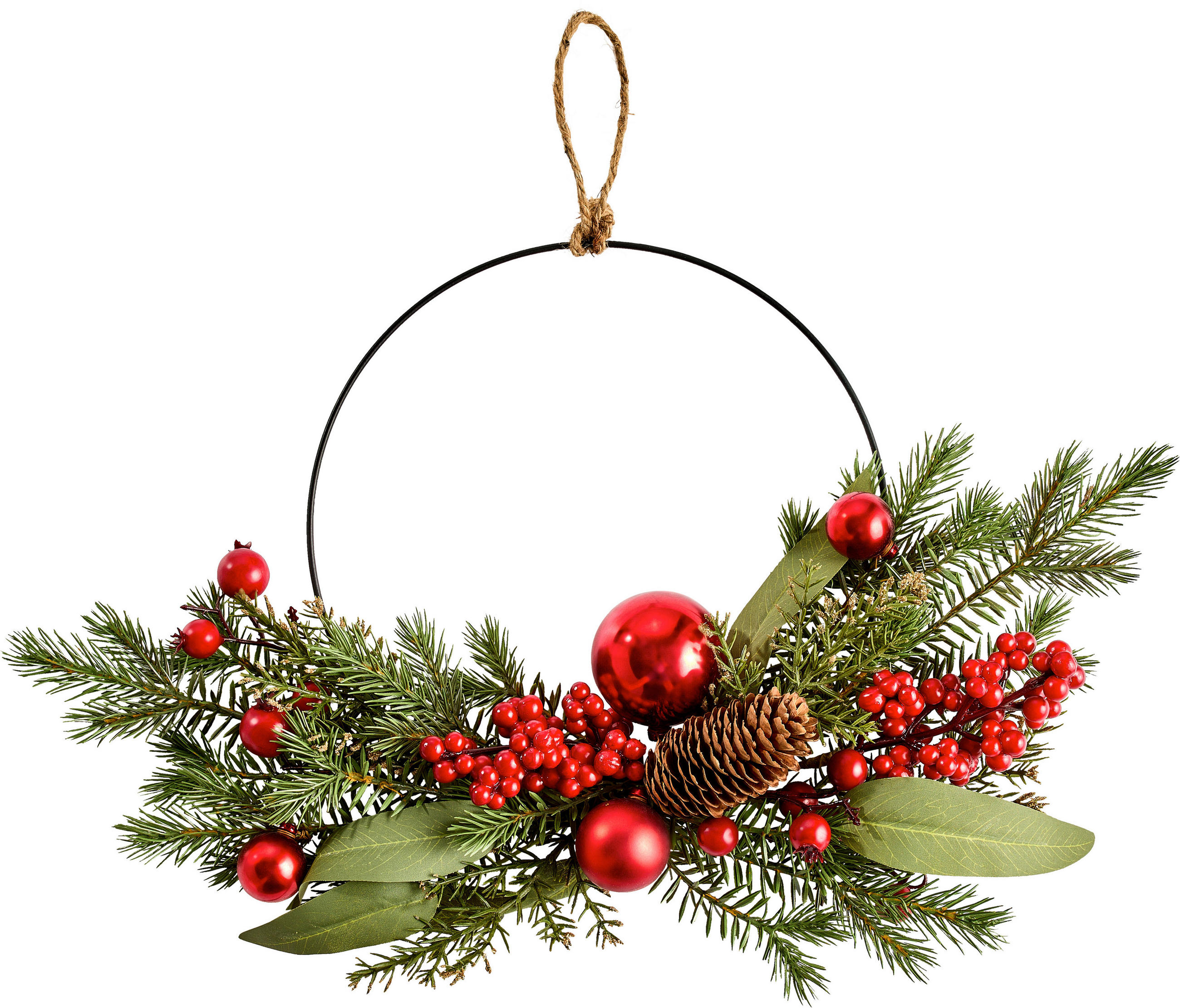 TÜRKRANZ 45/30/6 cm   - Rot/Grün, LIFESTYLE, Naturmaterialien/Kunststoff (45/30/6cm) - X-Mas