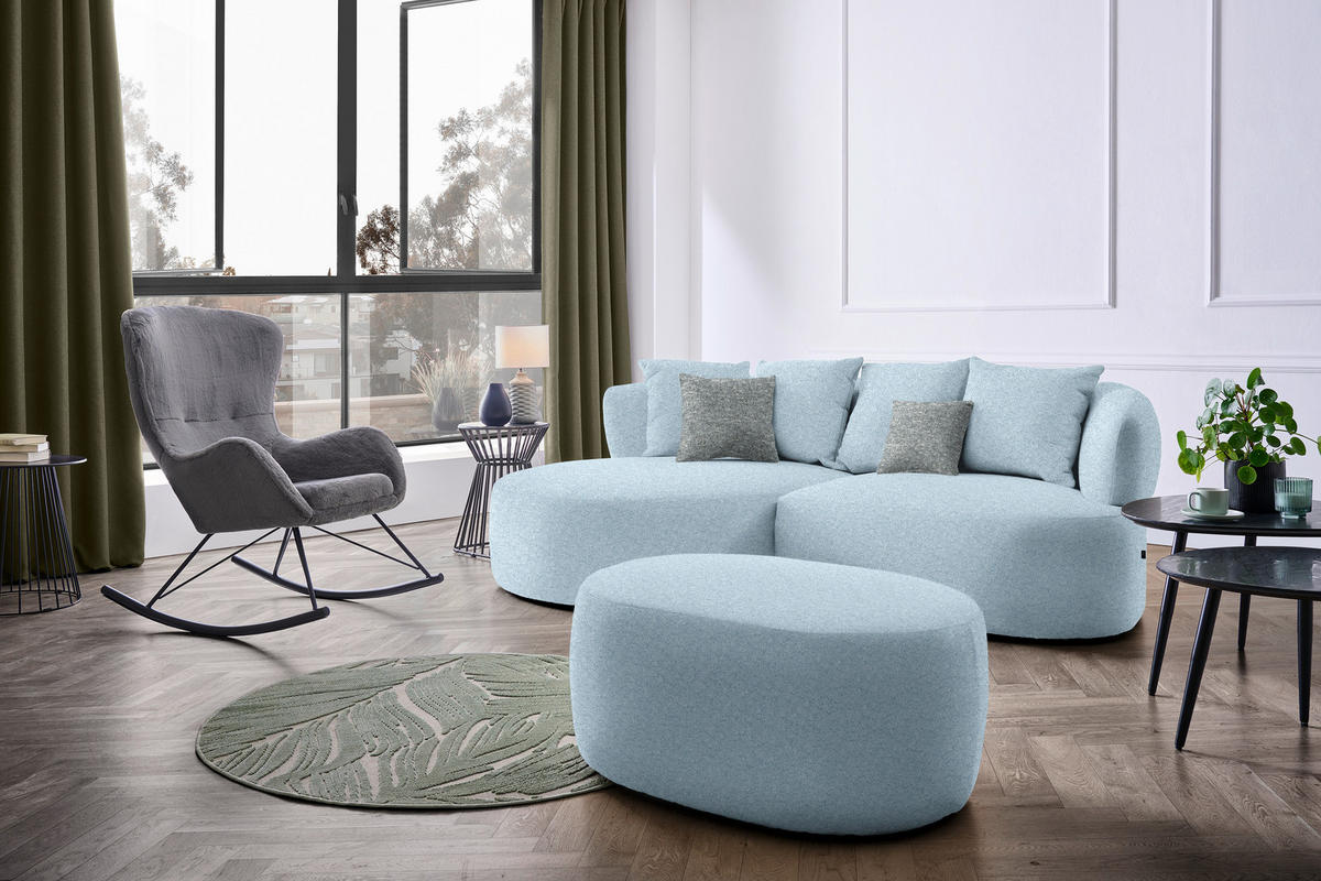 ECKSOFA in Flachgewebe Blau  166/235 cm  - Blau/Schwarz, MODERN, Kunststoff/Textil (166/235cm) - Hom`in