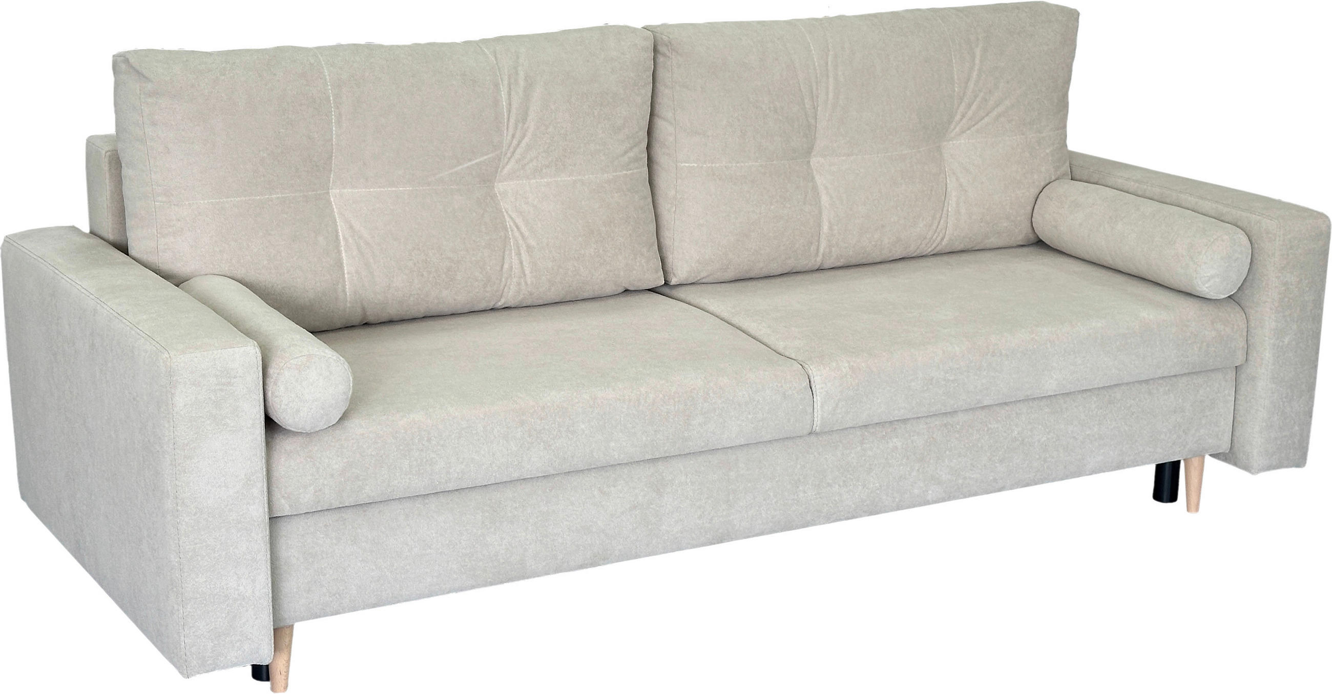 SCHLAFSOFA Cord Beige  - Beige/Schwarz, Design, Holz/Kunststoff (220/96/98cm) - MID.YOU