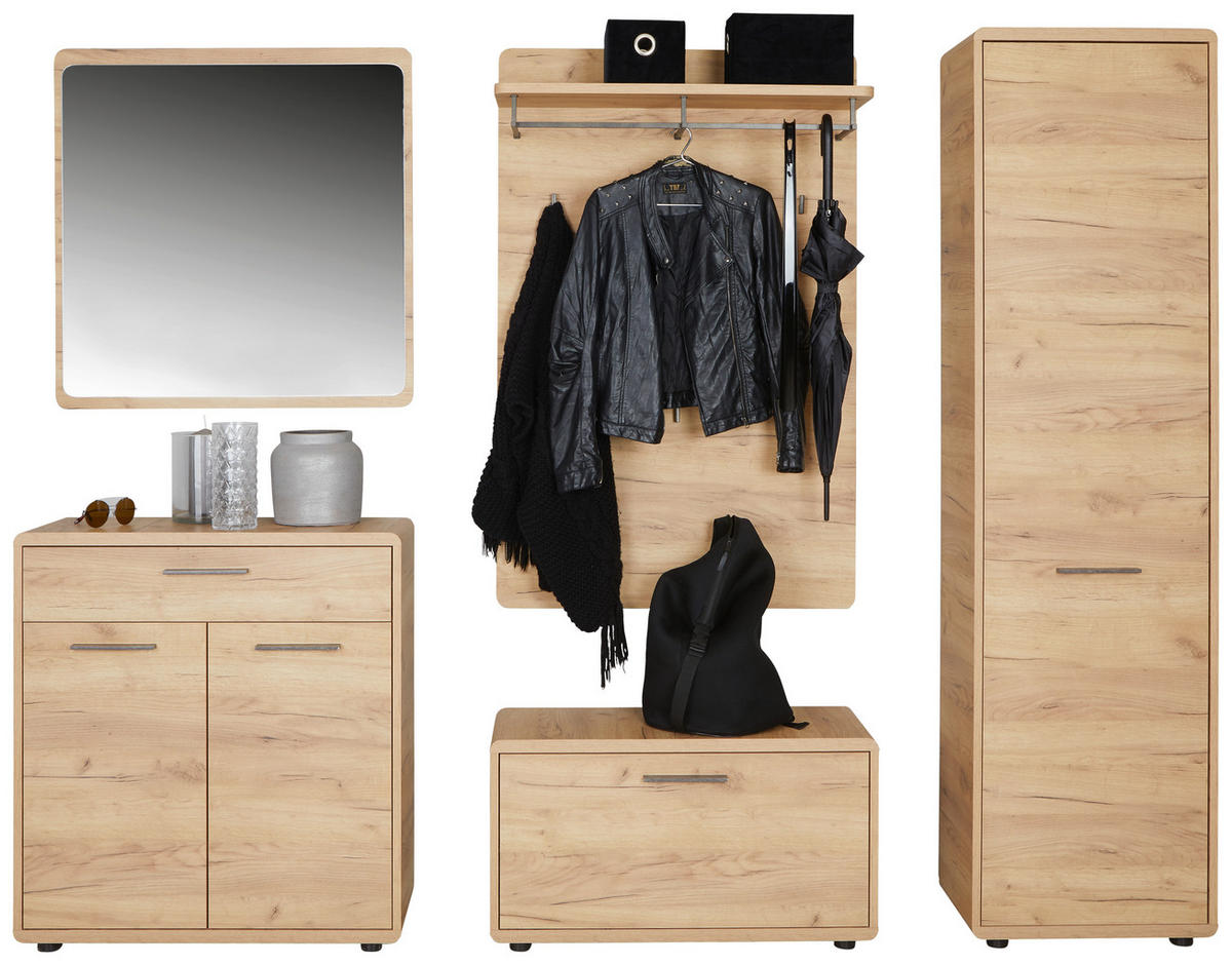 KOMMODE Fontana  in 84/90/32 cm  - Eichefarben/Schwarz, MODERN, Holzwerkstoff/Kunststoff (84/90/32cm) - Boxxx