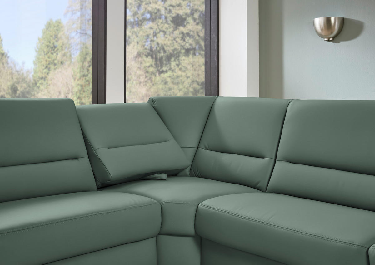 ECKSOFA  in Echtleder Opal  249/290 cm  - Opal/Schwarz, KONVENTIONELL, Leder/Metall (249/290cm) - Beldomo Premium