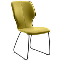 STUHL Echtleder Limette  - Dunkelgrau/Limette, Design, Leder/Metall (49/95/63cm) - Musterring