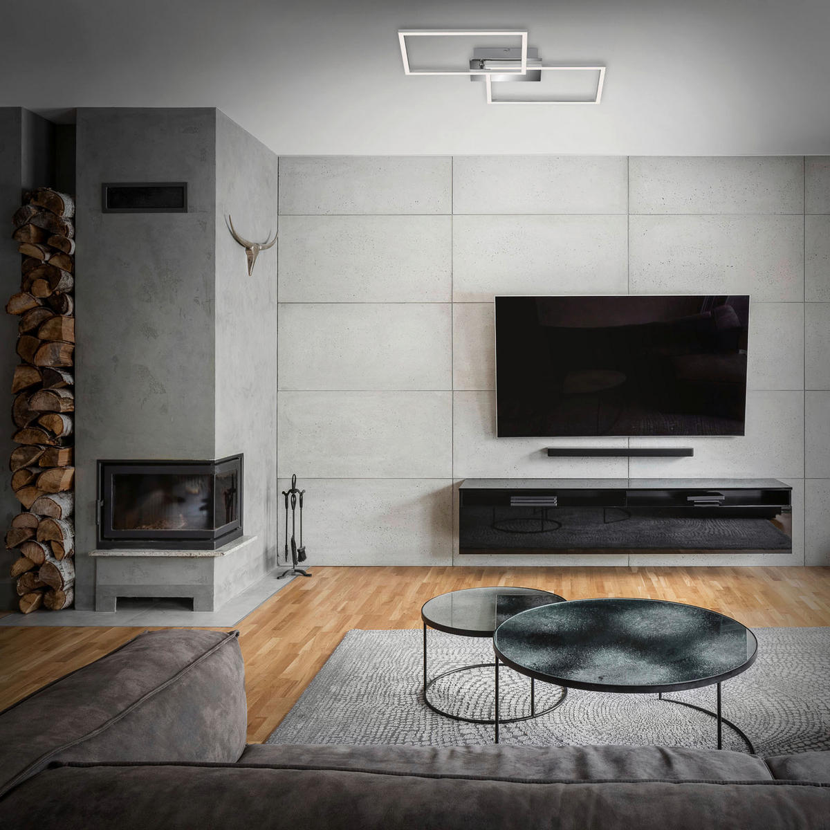 LED-DECKENLEUCHTE 50/38,8/7,8 cm   - Chromfarben, Design, Kunststoff/Metall (50/38,8/7,8cm)