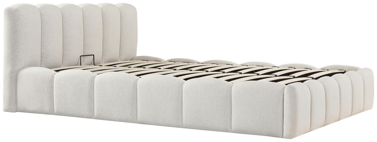 POLSTERBETT 140/200 cm  Creme  - Creme/Schwarz, Modern, Holz/Kunststoff (140/200cm) - Livetastic