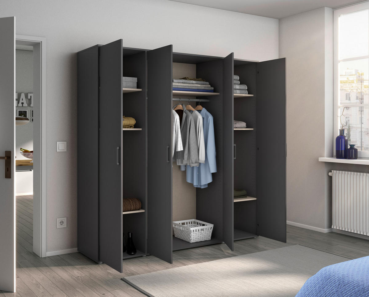 DREHTÜRENSCHRANK in Grau  - Grau, Modern, Holzwerkstoff/Kunststoff (187/194/53cm) - Rauch Möbel