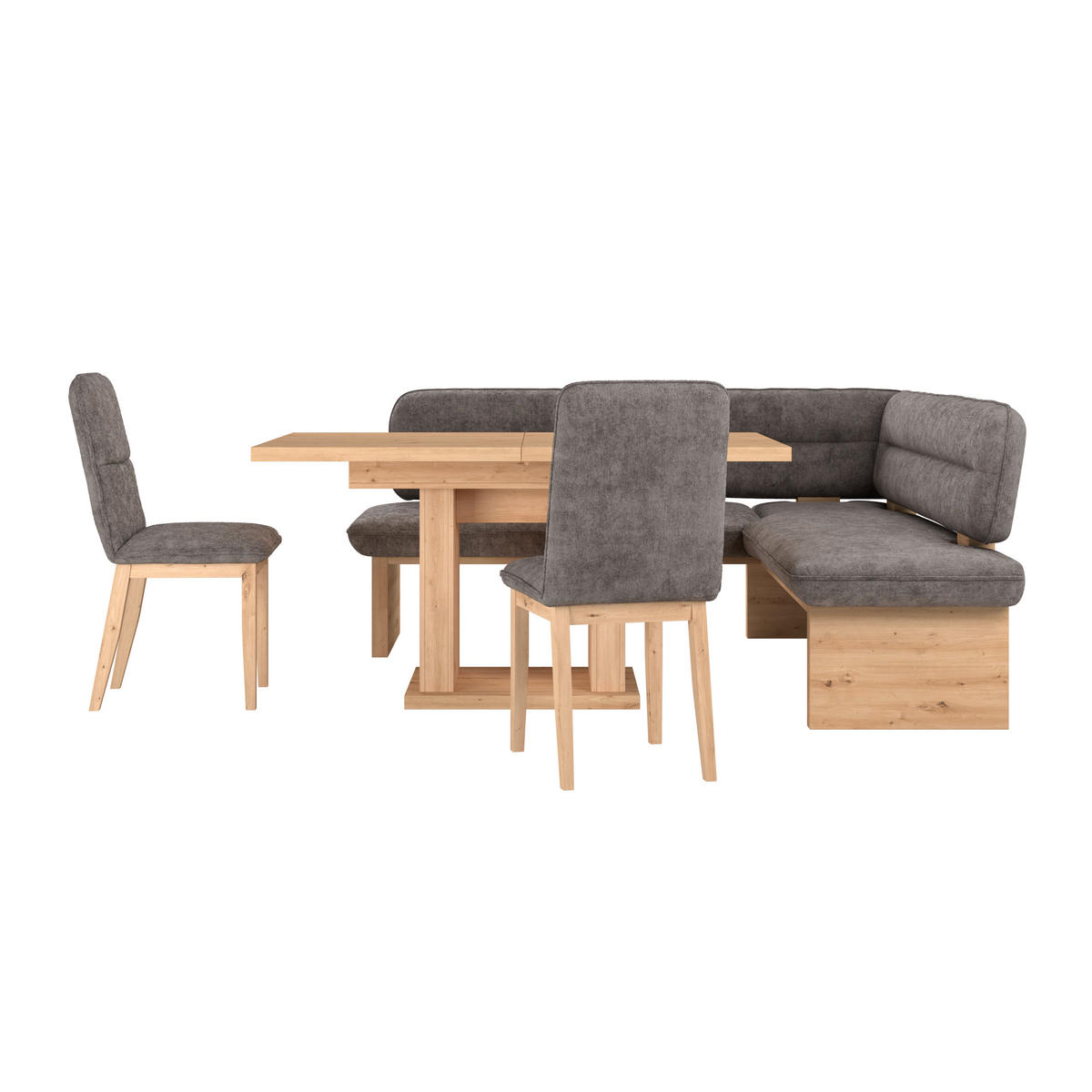 ECKBANK 232/170 cm Webstoff Grau Eiche Sperrholz   - Eichefarben/Grau, KONVENTIONELL, Holz/Textil (232/170cm) - James Wood