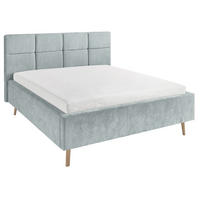 POLSTERBETT 140/200 cm,  in Hellblau,  - Eichefarben/Hellblau, KONVENTIONELL, Holz/Textil (140/200cm) - SetOne by Musterring