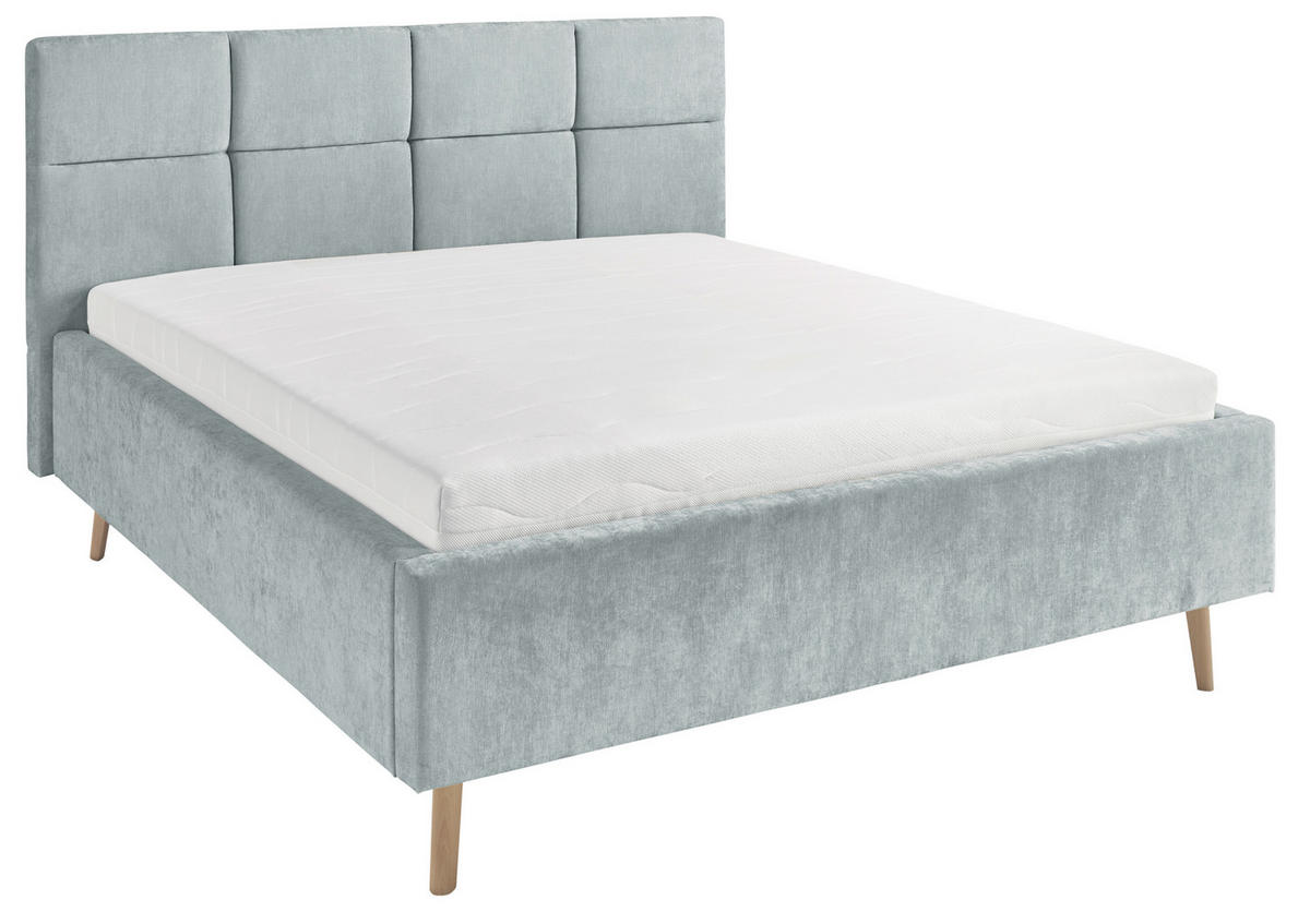 POLSTERBETT 140/200 cm,  in Hellblau,  - Eichefarben/Hellblau, KONVENTIONELL, Holz/Textil (140/200cm) - SetOne by Musterring