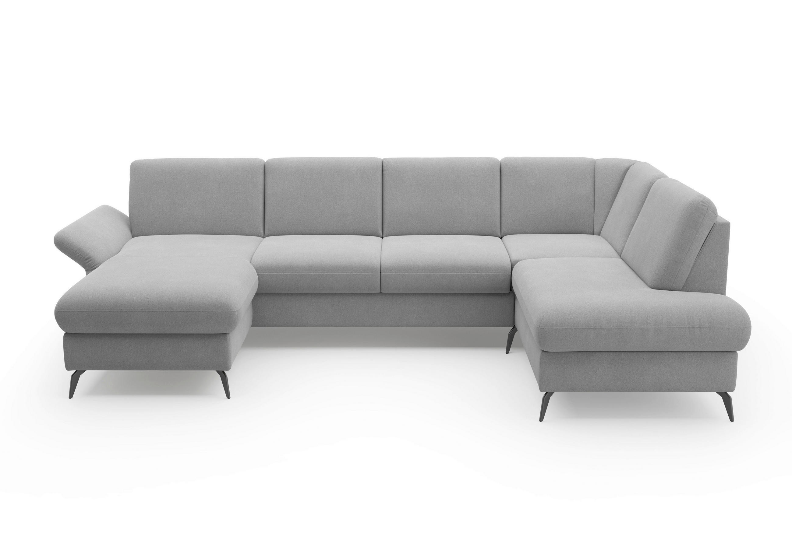 WOHNLANDSCHAFT Grau Flachgewebe  - Schwarz/Grau, KONVENTIONELL, Textil/Metall (164/314/195cm) - Sit & More
