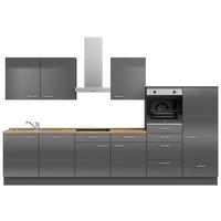 KÜCHENLEERBLOCK 360 cm   in Eichefarben, Schieferfarben  - Schieferfarben/Edelstahlfarben, MODERN, Holzwerkstoff/Metall (360cm) - Nobilia