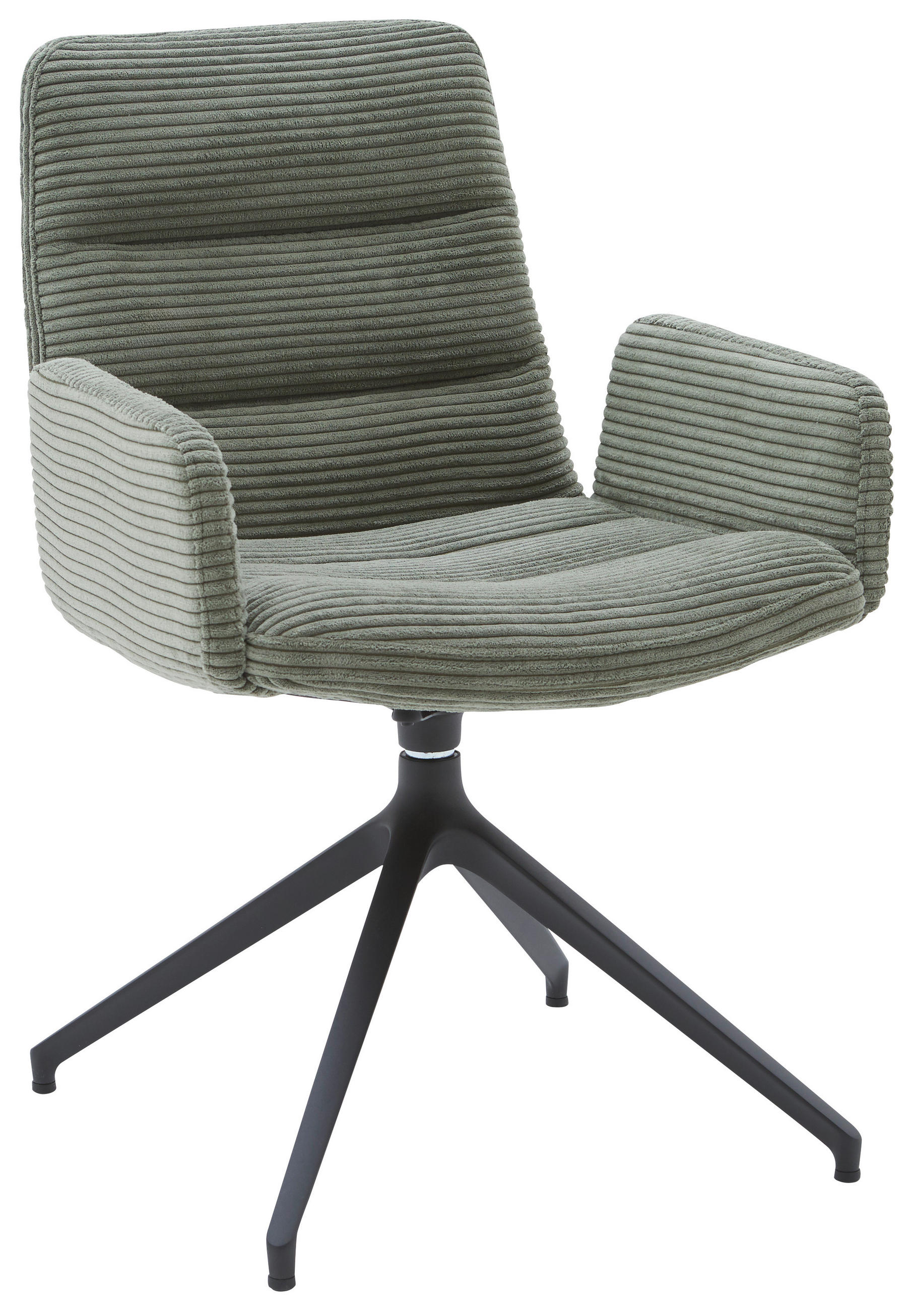 ARMLEHNSTUHL  Lederauswahl, Stoffauswahl, Sitzfläche 180° drehbar Cord  Graugrün  - Schwarz/Graugrün, Design, Textil/Metall (61/88/66cm) - Dieter Knoll