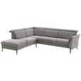 ECKSOFA Grau Struktur  - Schwarz/Grau, MODERN, Textil/Metall (235/275cm) - Cantus