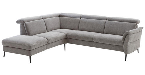 ECKSOFA Grau Struktur  - Schwarz/Grau, MODERN, Textil/Metall (235/275cm) - Cantus