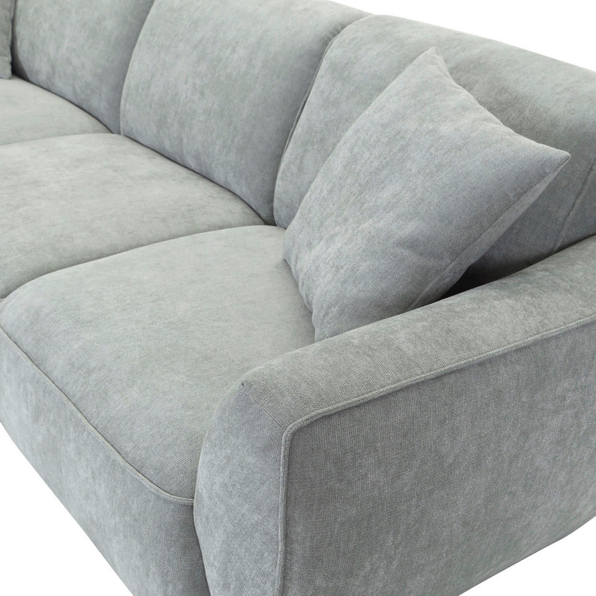 ECKSOFA Salbeigrün Flachgewebe Zierkissen, Rücken echt  - Salbeigrün/Schwarz, KONVENTIONELL, Kunststoff/Textil (155/285cm) - Milino