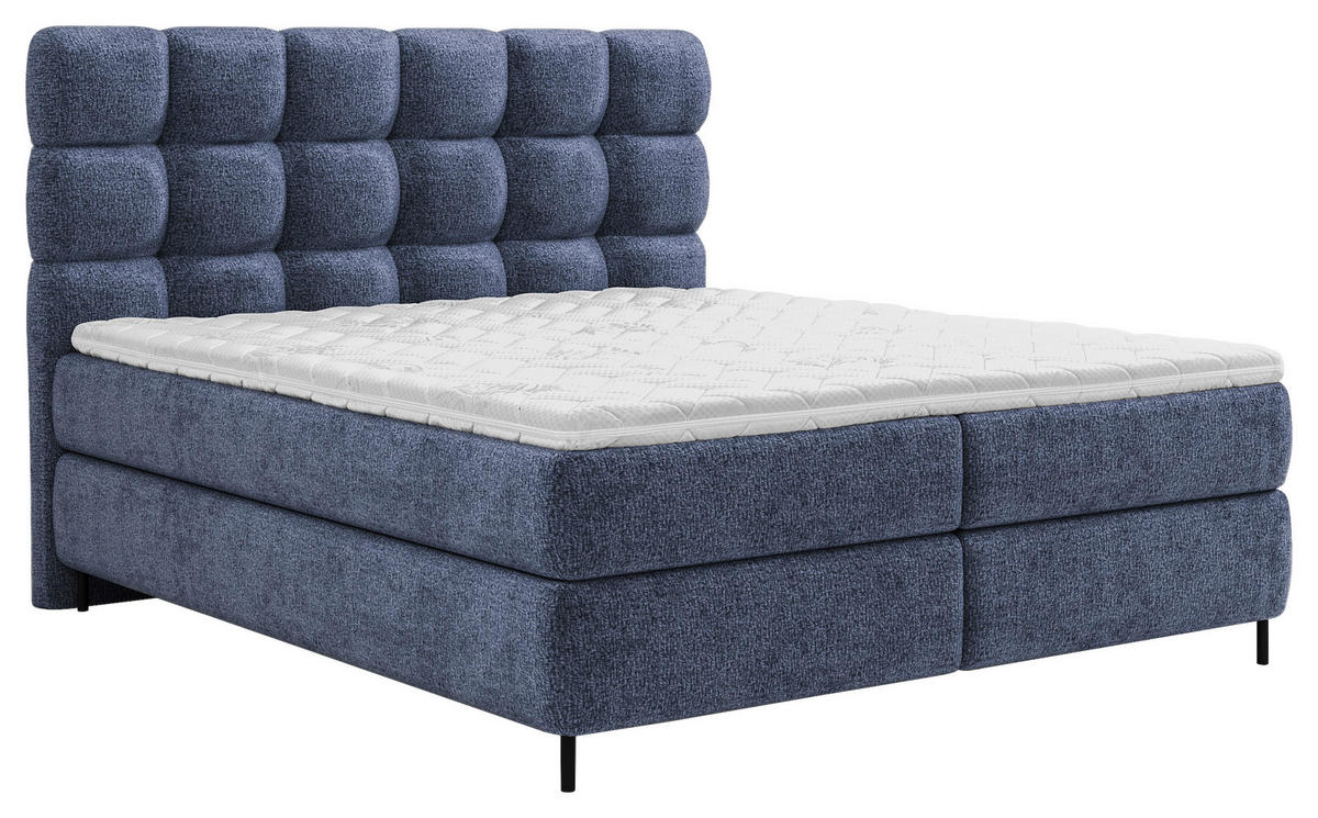 BOXSPRINGBETT 180/200 cm  in Dunkelblau  - Schwarz/Dunkelblau, Trend, Textil/Metall (180/200cm) - Esposa