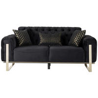 2-SITZER-SOFA in Samt Schwarz  - Goldfarben/Schwarz, Design, Textil (187/94/84,5cm) - Livetastic