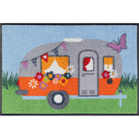 FUßMATTE 40/60 cm Happy camping  - Multicolor, KONVENTIONELL, Kunststoff/Textil (40/60cm) - wash+dry