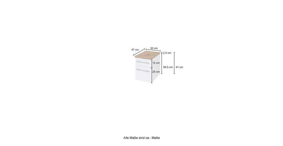 UNTERSCHRANK 30/41/47 cm   - Eiche Wotan/Alufarben, KONVENTIONELL, Holzwerkstoff/Metall (30/41/47cm) - Xora