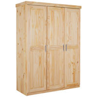 DREHTÜRENSCHRANK 140/190/55 cm,  in Naturfarben, 3-türig  - Silberfarben/Naturfarben, LIFESTYLE, Holz/Kunststoff (140/190/55cm) - MID.YOU