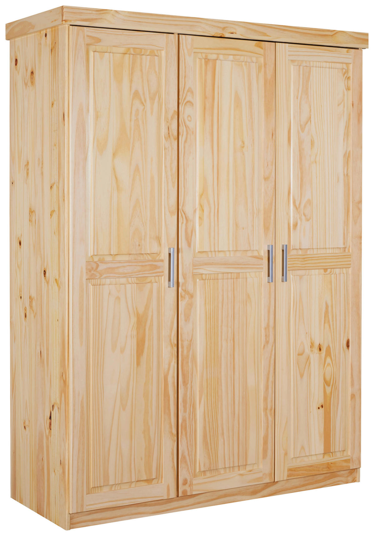 DREHTÜRENSCHRANK 140/190/55 cm,  in Naturfarben, 3-türig  - Silberfarben/Naturfarben, LIFESTYLE, Holz/Kunststoff (140/190/55cm) - MID.YOU