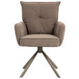 ARMLEHNSTUHL  Sitzfläche 180° drehbar, automatische Rückholfunktion Feincord  - Braun, Design, Textil/Metall (61/95/67cm) - Novel