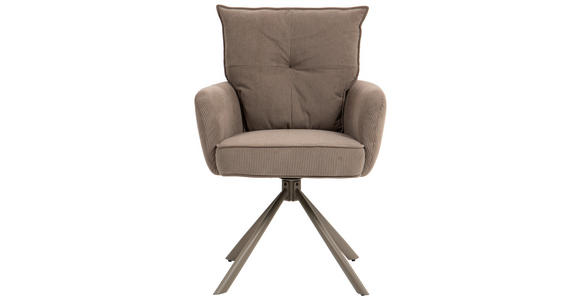 ARMLEHNSTUHL  Sitzfläche 180° drehbar, automatische Rückholfunktion Feincord  - Braun, Design, Textil/Metall (61/95/67cm) - Novel