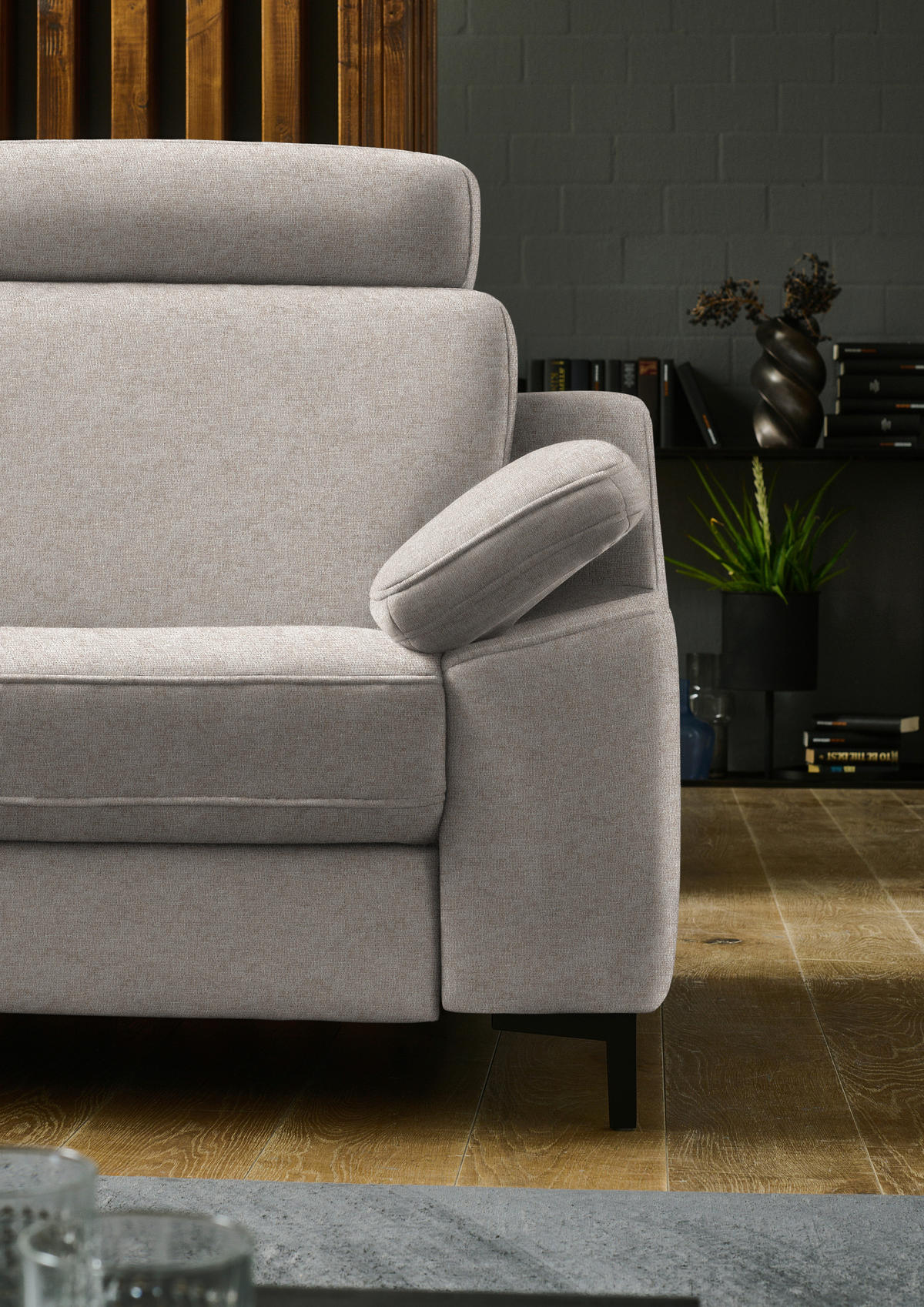 ECKSOFA in Chenille Beige  278/278 cm  - Beige/Schwarz, Design, Textil/Metall (278/278cm) - Valdera
