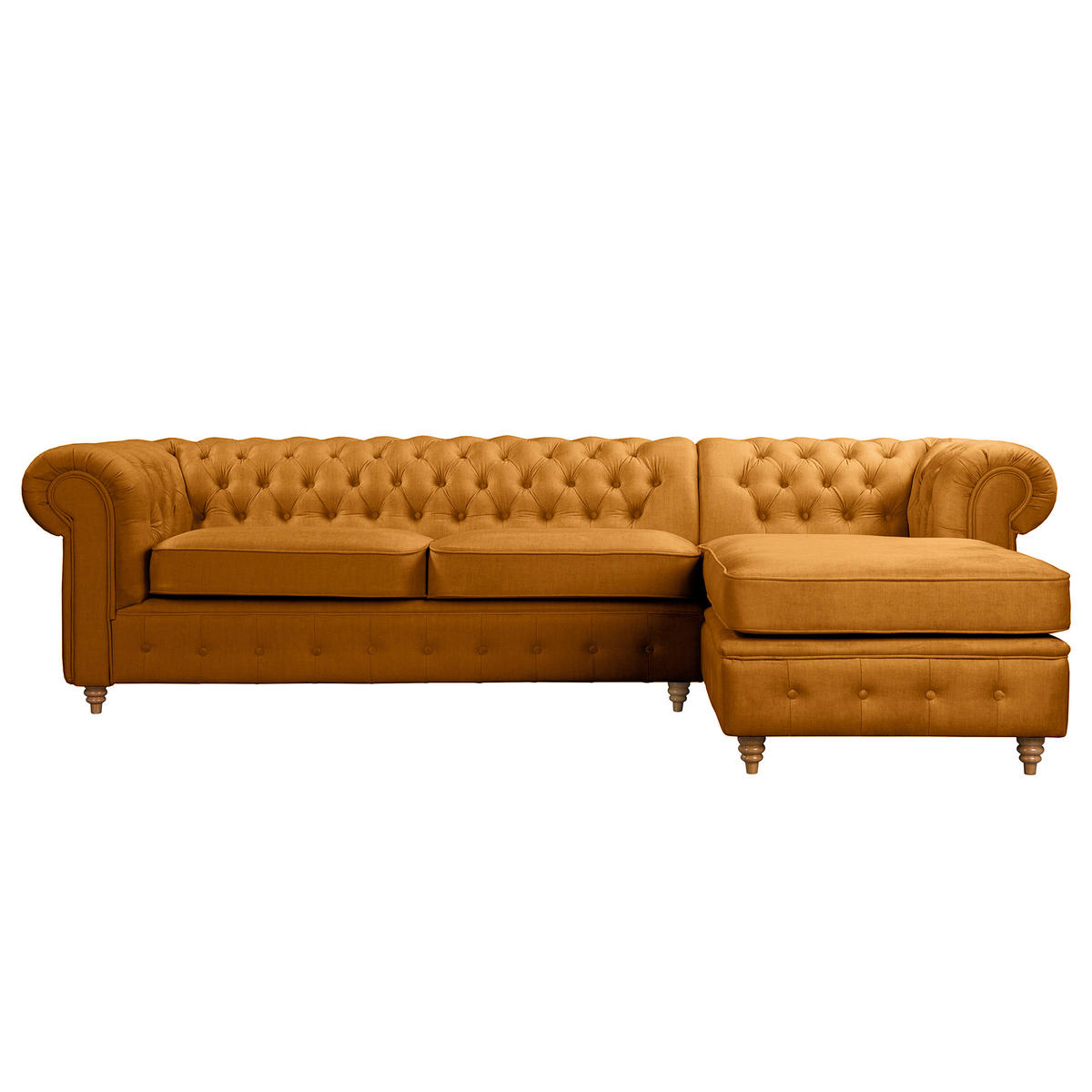 ECKSOFA Laura Bernsteinfarben Mikrofaser  - Bernsteinfarben/Creme, Design, Holz/Textil (284/182cm) - P & B