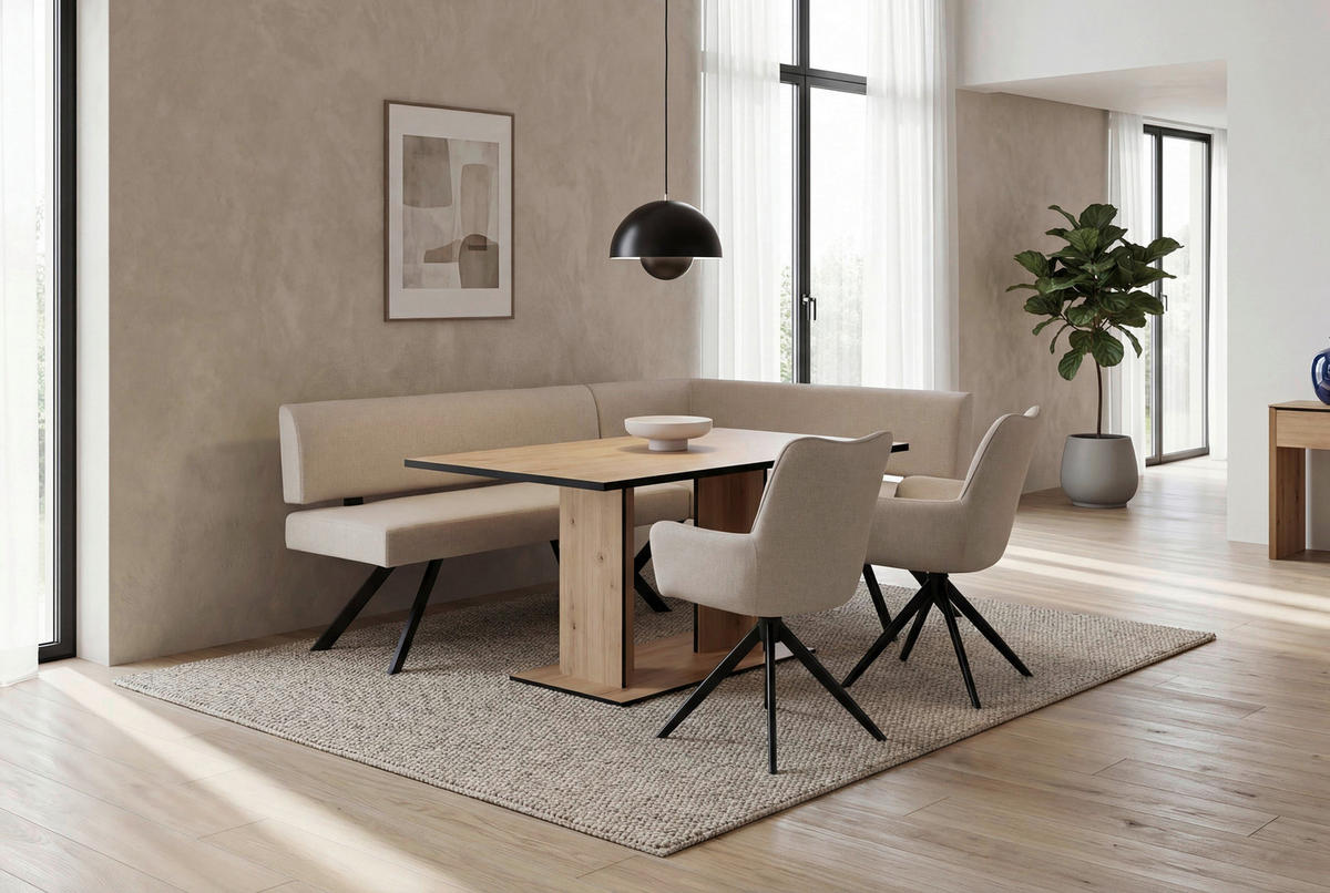 ECKBANK 182/85 cm Taupe   - Taupe/Schwarz, MODERN, Textil/Metall (182/85cm) - MID.YOU