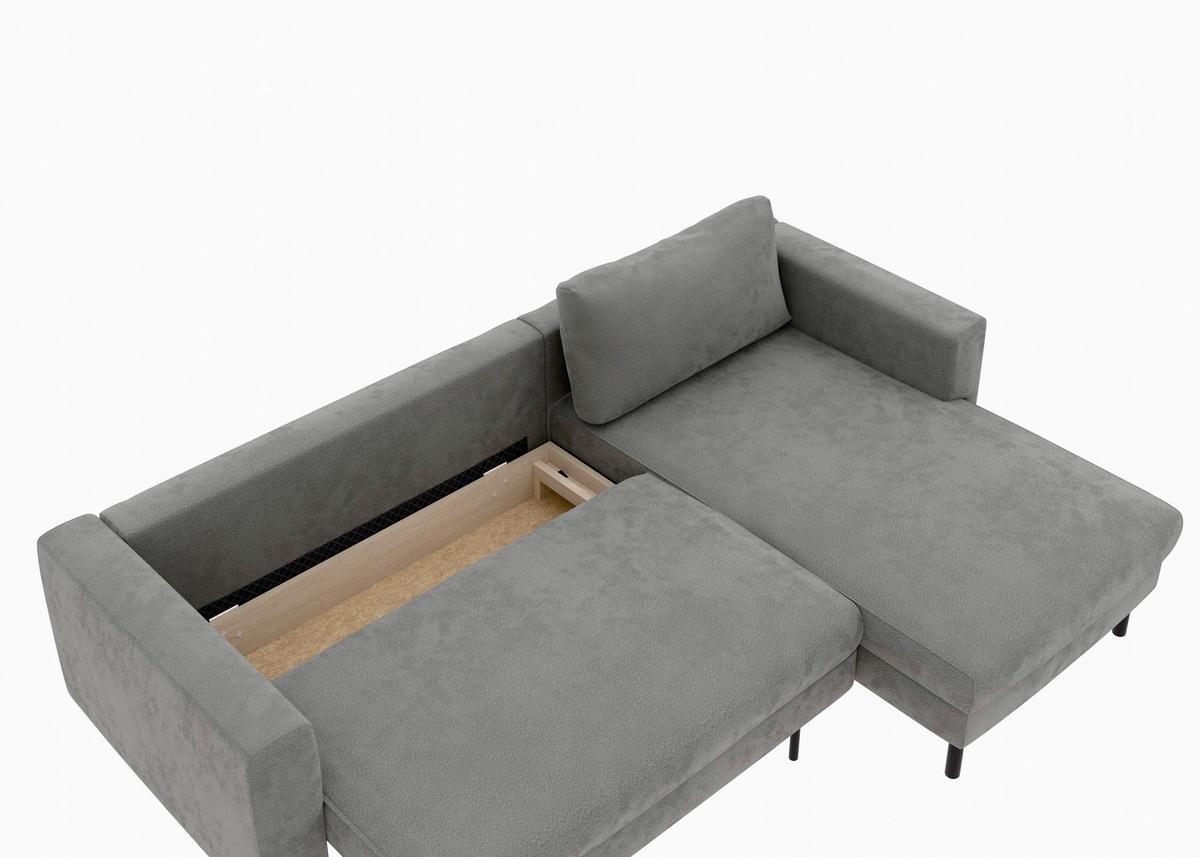 ECKSCHLAFSOFA  mit Rücken echt, Armteil links, Armteil rechts Struktur Anthrazit  - Anthrazit/Schwarz, MODERN, Textil/Metall (232/161cm) - Trendmanufaktur