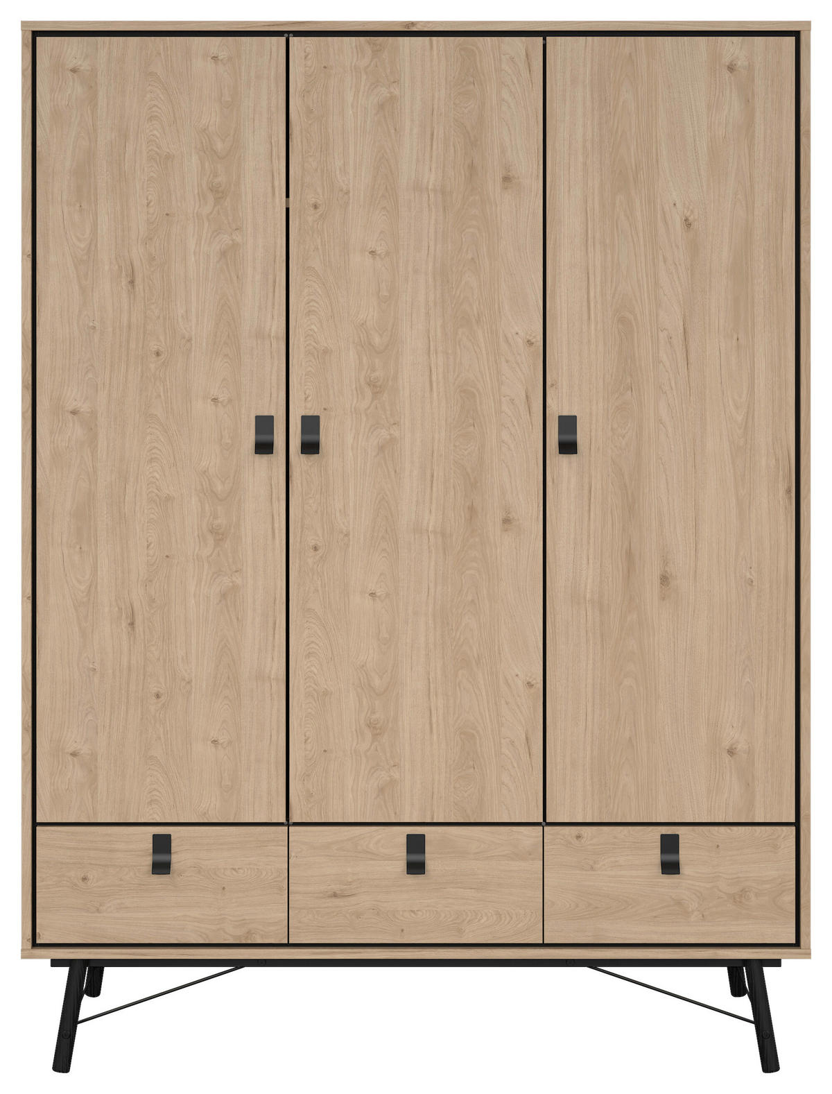 KLEIDERSCHRANK in Eichefarben  - Eichefarben/Schwarz, Modern, Holzwerkstoff/Metall (150,2/200,4/60,1cm) - MID.YOU