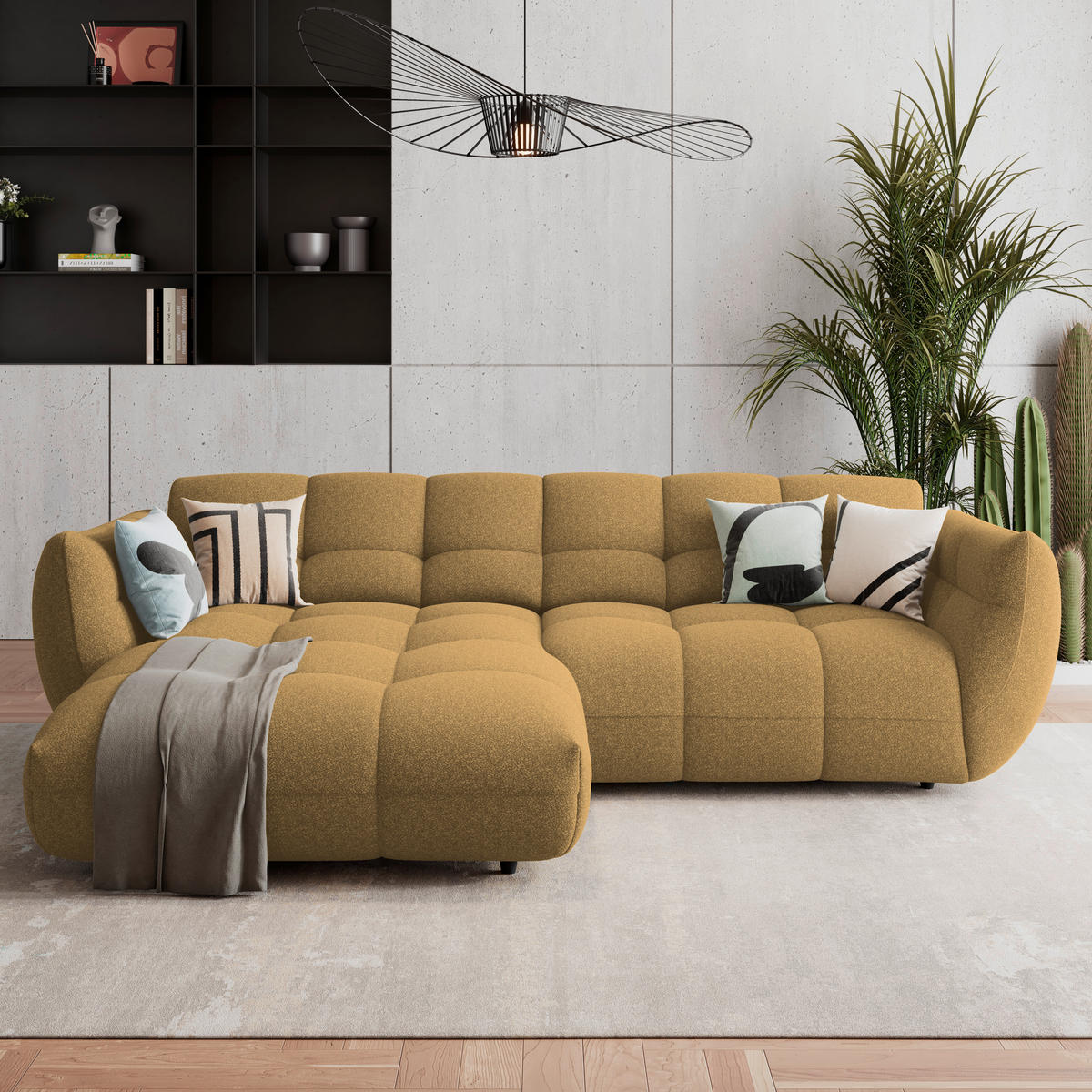 ECKSOFA Chenille Goldfarben  - Dunkelgrün/Goldfarben, Trend, Kunststoff/Textil (178/280cm) - MID.YOU