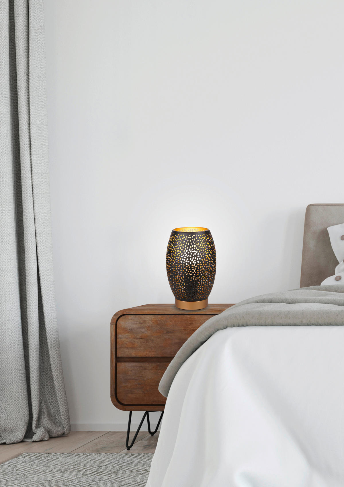 BORDSLAMPA 15/15/23 cm   - svart/guldfärgad, Basics, metall (15/15/23cm)