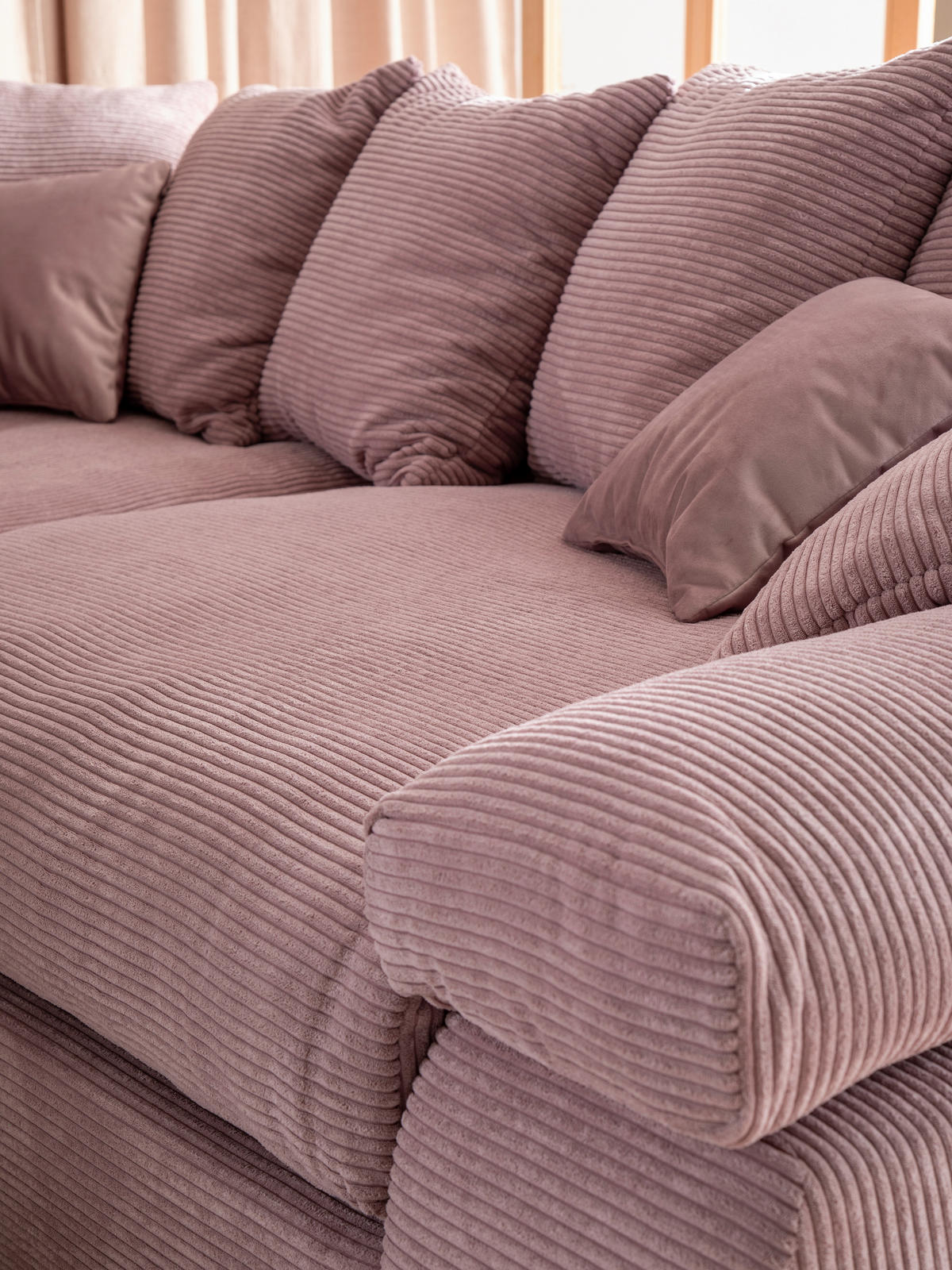 ECKSOFA Rosa Cord  - Schwarz/Rosa, Design, Kunststoff/Textil (284/284cm) - Carryhome