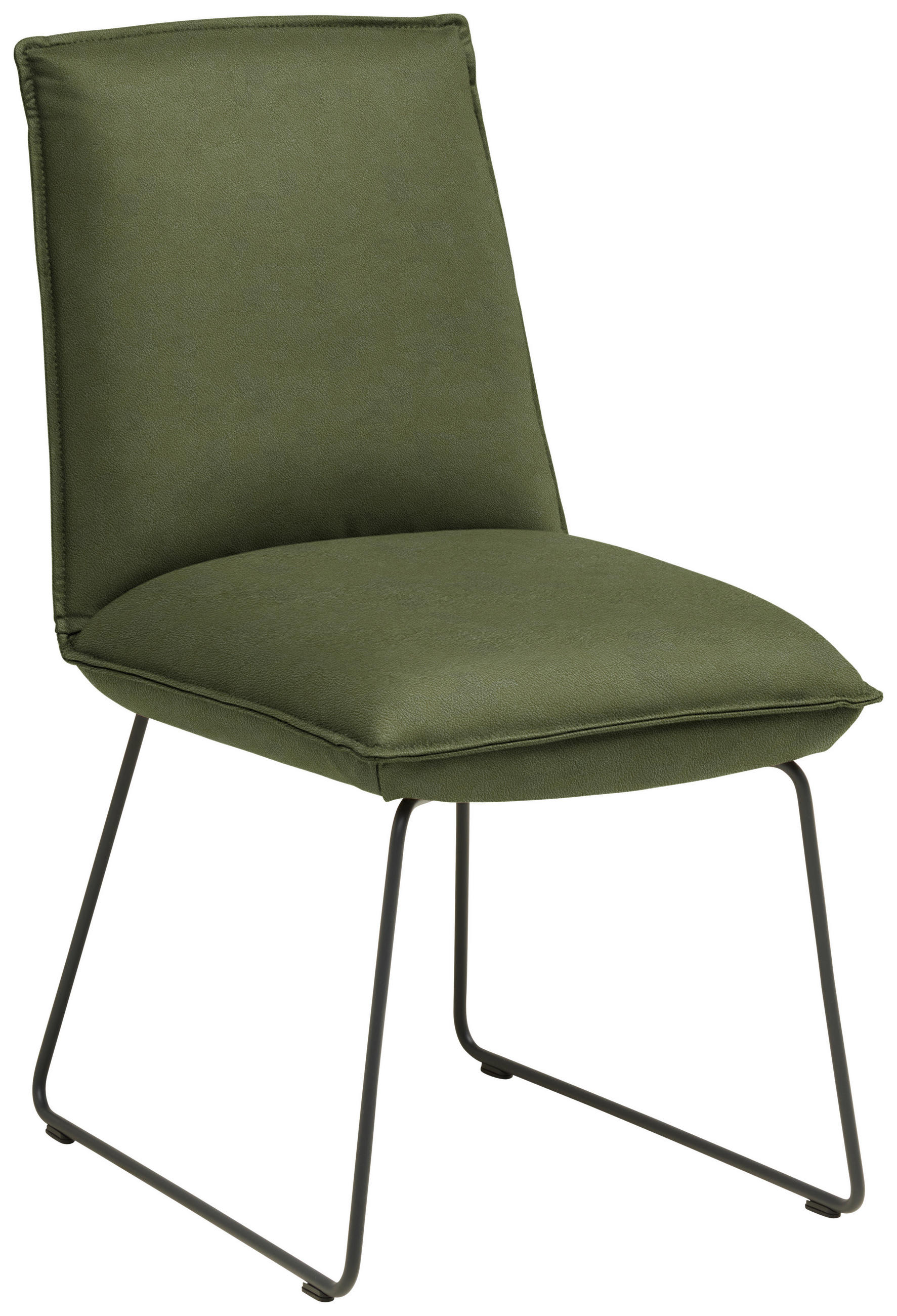 STUHL  Lederauswahl, Stoffauswahl, abwischbar  Echtleder  - Graphitfarben/Grün, Design, Leder/Metall (52/85/66cm) - Cassando