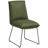 STUHL  Lederauswahl, Stoffauswahl, abwischbar  Echtleder  - Graphitfarben/Grün, Design, Leder/Metall (52/85/66cm) - Cassando