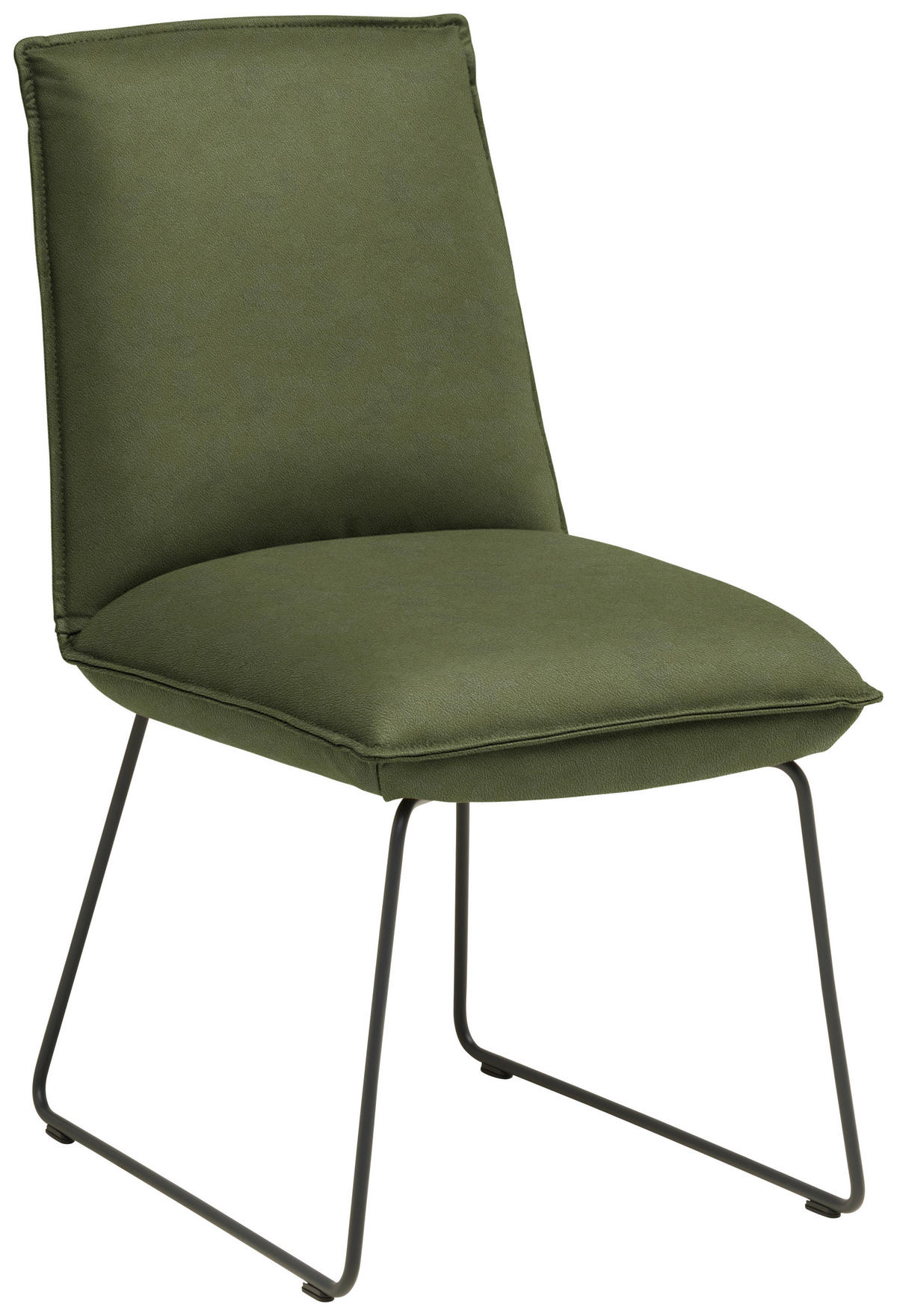 STUHL  Lederauswahl, Stoffauswahl, abwischbar  Echtleder  - Graphitfarben/Grün, Design, Leder/Metall (52/85/66cm) - Cassando