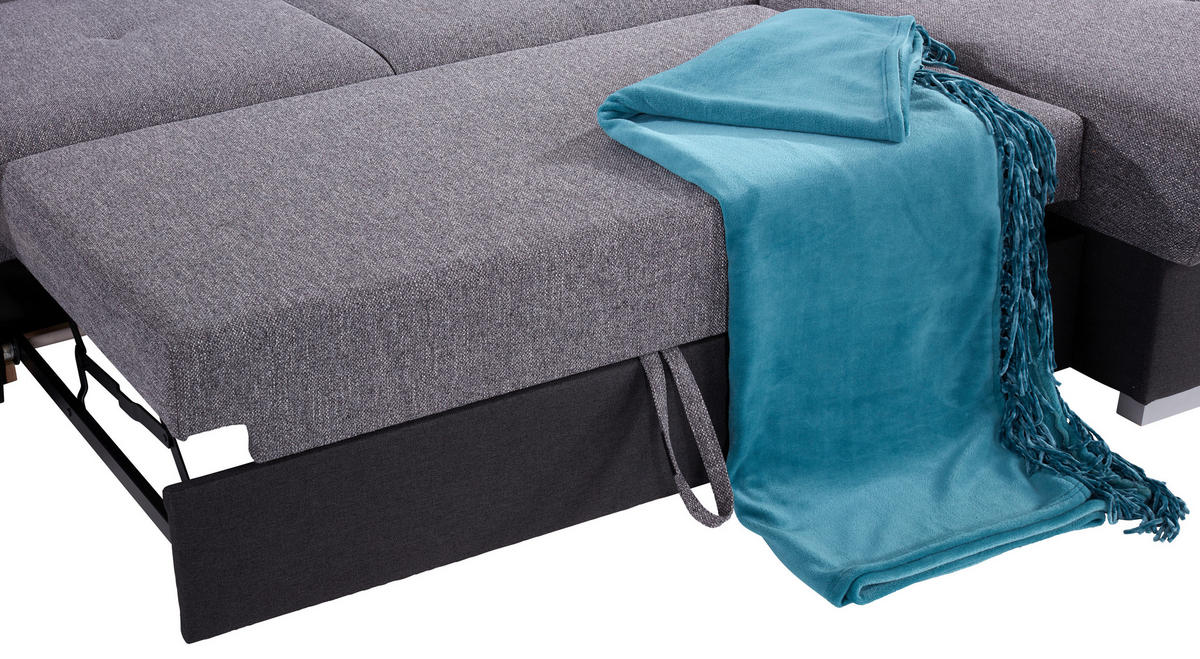 ECKSOFA in Webstoff Graphitfarben, Grau  - Silberfarben/Graphitfarben, Konventionell, Holz/Textil (286/203cm) - Livetastic