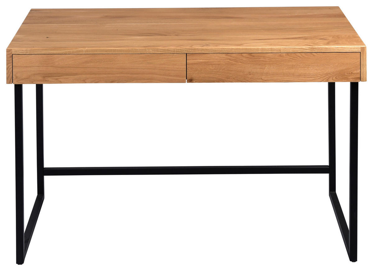 KONSOLENTISCH Wildeiche massiv Schwarz, Wildeiche  - Wildeiche/Schwarz, Natur, Holz/Metall (120/60/75cm) - Livetastic