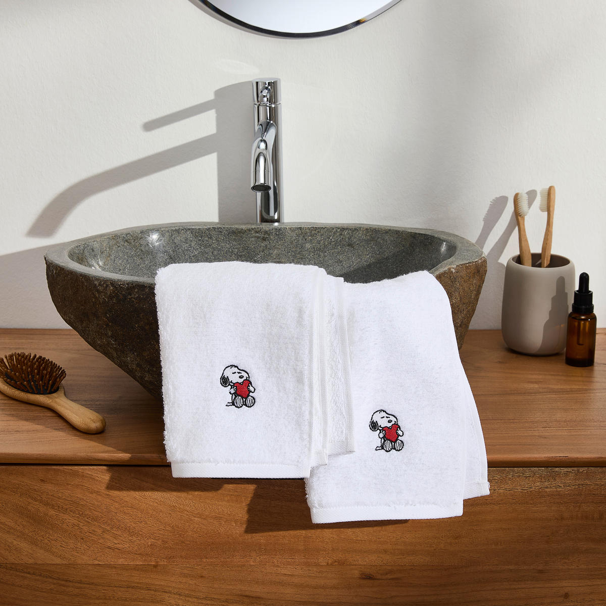 FROTTIERSET Snoopy Hug Weiß 3-teilig  - Weiß, Basics, Textil - Vossen