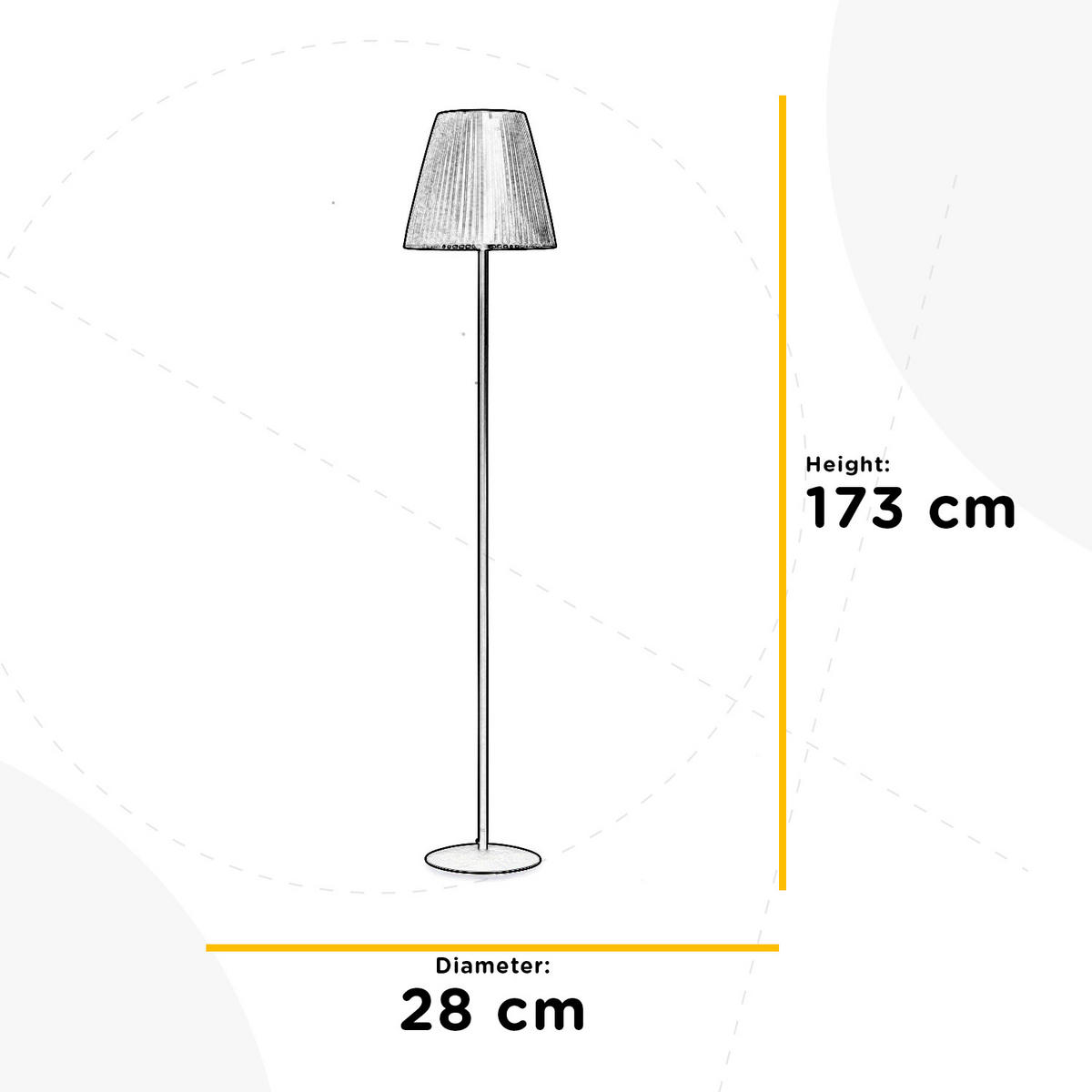 STEHLEUCHTE 28/28/173 cm    - Schwarz, KONVENTIONELL, Textil/Metall (28/28/173cm)
