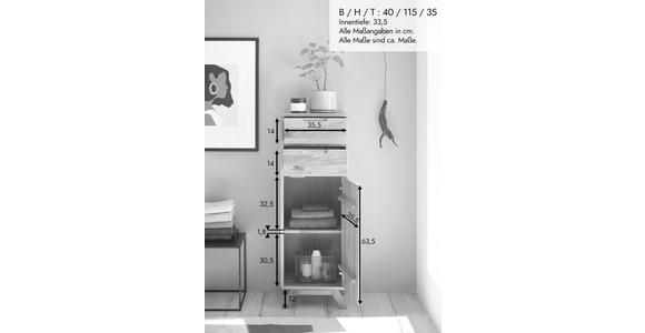 MIDISCHRANK 40/115/35 cm  - Wildeiche, Basics, Holz (40/115/35cm) - Linea Natura