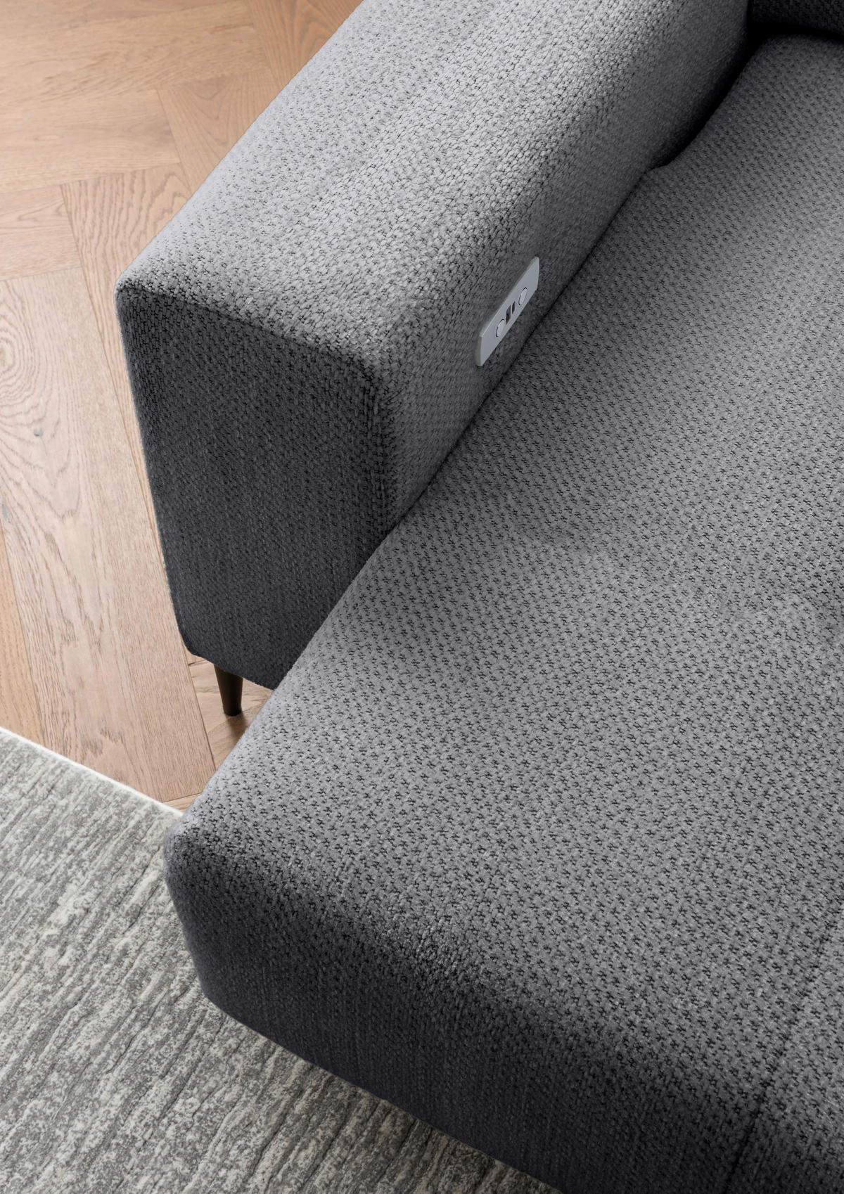 ECKSOFA Chenille Grau  - Schwarz/Grau, Basics, Textil/Metall (250/183cm) - Livetastic
