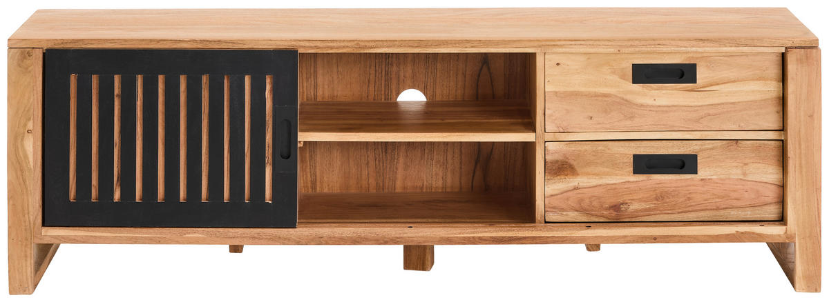 LOWBOARD  in 160/50/40 cm  - Schwarz/Naturfarben, KONVENTIONELL, Holz/Metall (160/50/40cm) - Livetastic