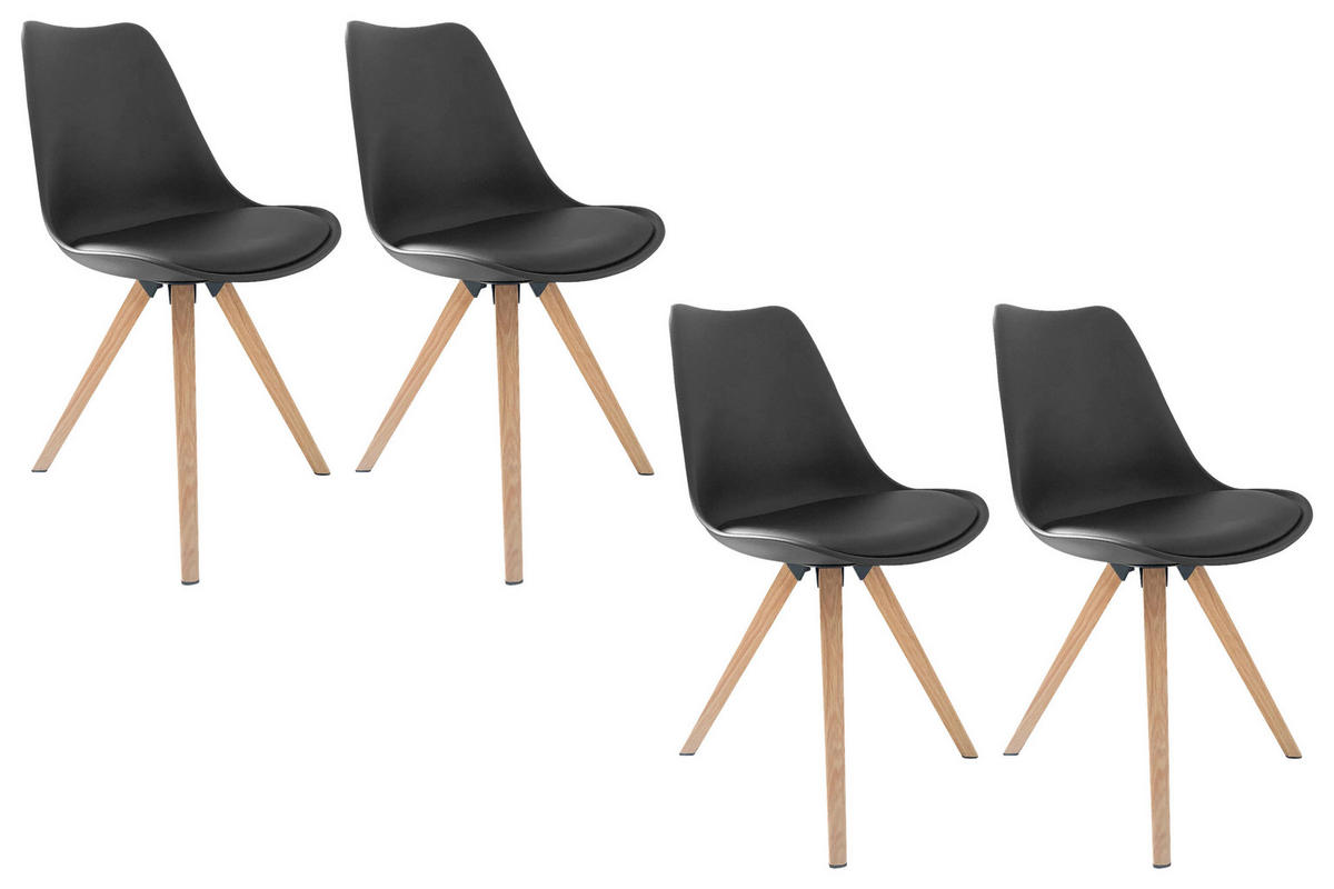 TISCHGRUPPE Schwarz, Eiche Artisan  - Eichefarben/Schwarz, MODERN, Kunststoff/Metall - MID.YOU
