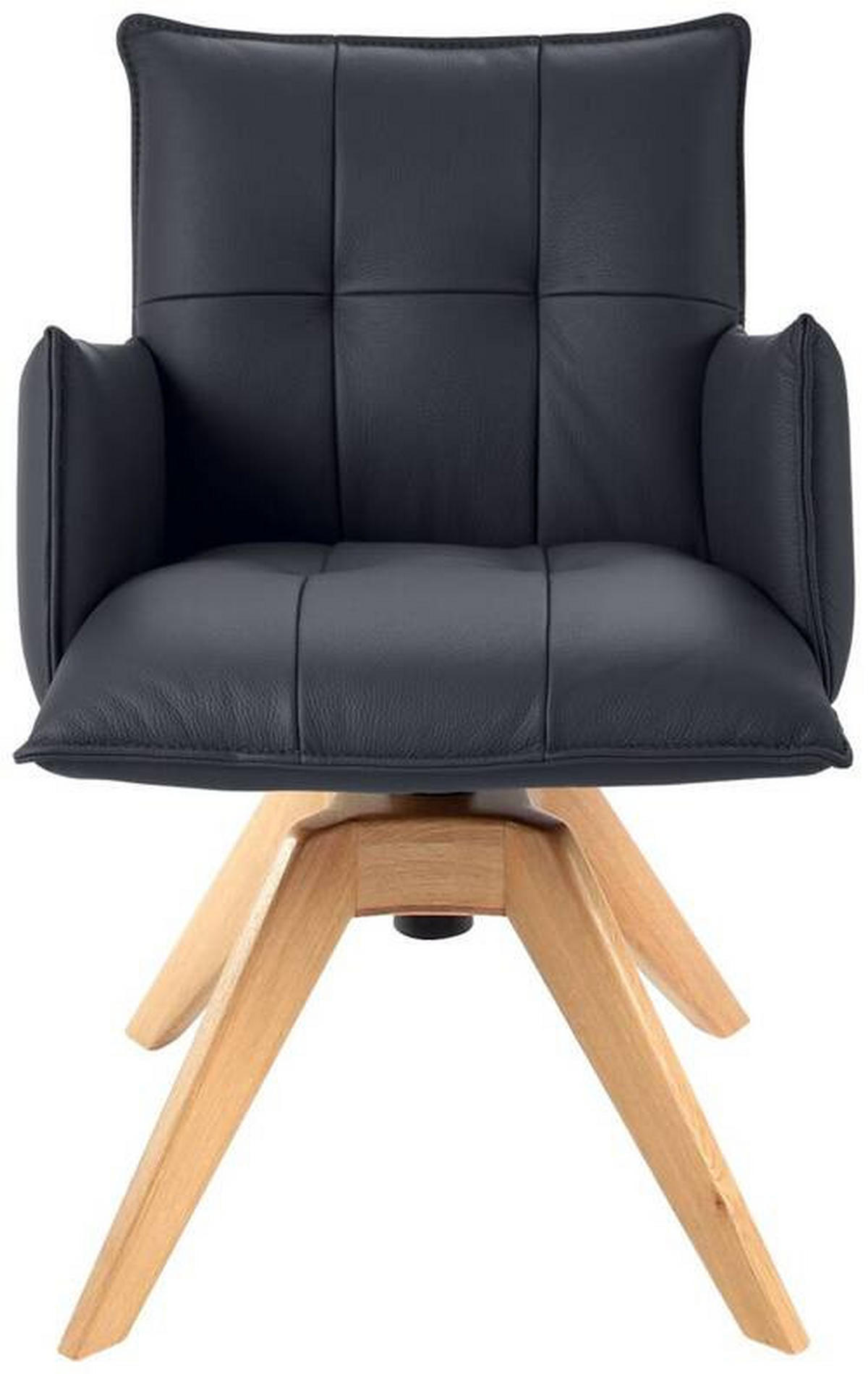 ARMLEHNSTUHL  in Echtleder pigmentiert  - Eichefarben/Dunkelblau, Design, Leder/Holz (86/57/65cm) - Valnatura