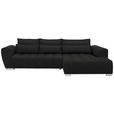 ECKSOFA in Webstoff Schwarz  - Silberfarben/Schwarz, MODERN, Kunststoff/Textil (304/218cm) - Carryhome