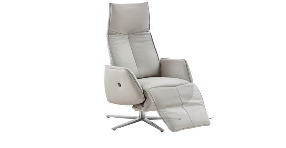 RELAXSESSEL in Leder Hellgrau - Edelstahlfarben/Hellgrau, Design, Leder (71/114/84cm) - Johann Jakob