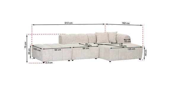 ECKSOFA  in Cord Dunkelgrün  313/162 cm  - Dunkelgrün/Schwarz, KONVENTIONELL, Kunststoff/Textil (313/162cm) - Carryhome