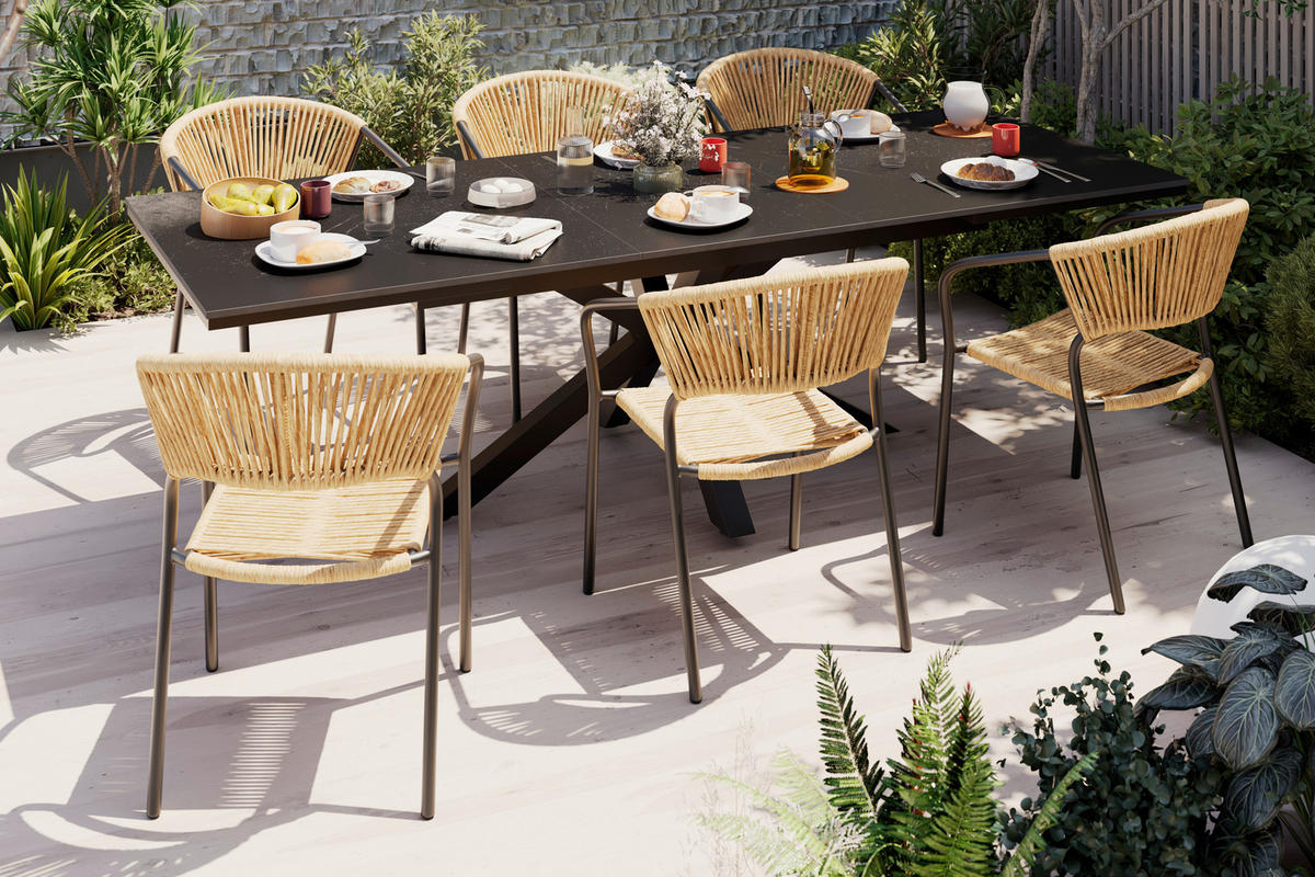 GARTENTISCH Metall, Stein rechteckig  - Grau, MODERN, Stein/Metall (200/260/76/100cm) - Ambia Garden